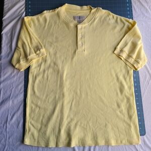 Yellow Ribbed Men's Shirt XL Coastal Nautical Cotton Beachy Preppy Business